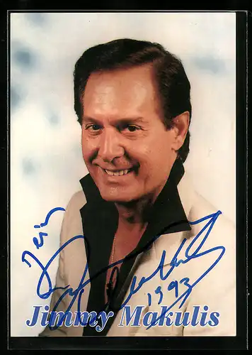 AK Musiker Jimmy Makulis im schwarzen Hemd, Autograph