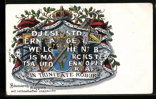 AK Bismarck-Wappen mit rätselhafter Inschrift