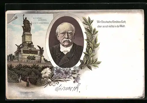 Lithographie Bismarck, Nationaldenkmal a. d. Niederwald