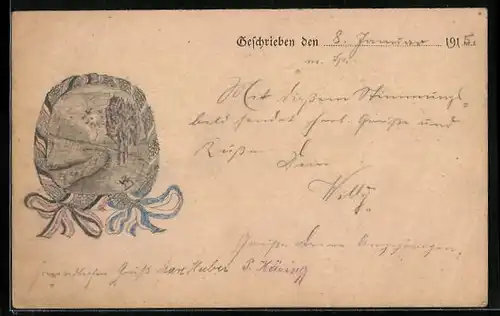 Künstler-AK Handgemalt: Landschaft mit Bäumen, Schützengrabenkunst