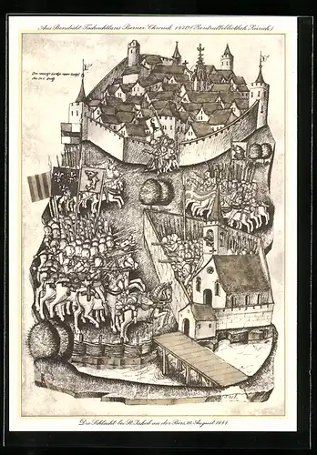 AK St. Jakob /Birs, Die Schlacht bei St. Jakob im Jahr 1444, Schweizer Bundesfeier 1944