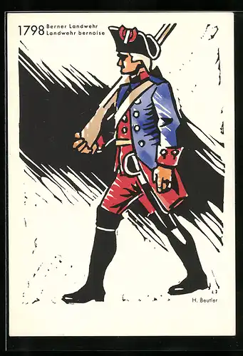 Künstler-AK sign. H. Beutler: Berner Landwehr 1798