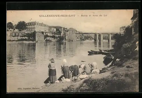 AK Villeneuve-sur-Lot, Mairie et rives du Lot