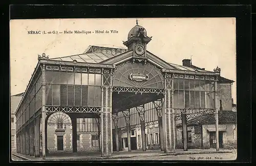 AK Nérac, Halle Métallique, Hôtel de Ville