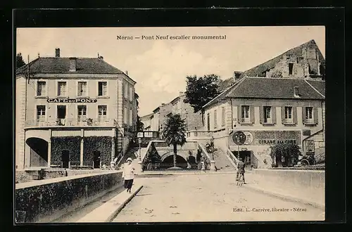 AK Nérac, Pont Neuf escalier monumental