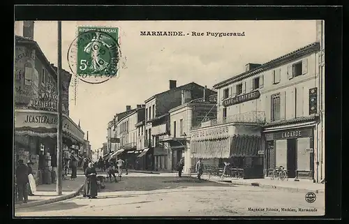 AK Marmande, Rue Puygueraud, Strassenpartie