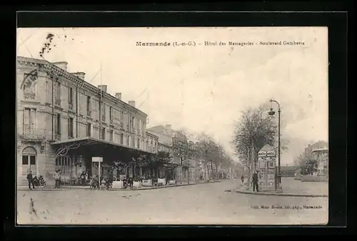 AK Marmande, Hôtel des Messageries, Boulevard Gambetta