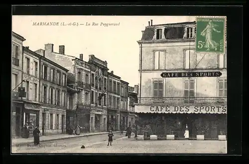 AK Marmande, La Rue Puygueraud, Strassenpartie