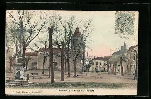 AK Barbaste, Place du Théâtre