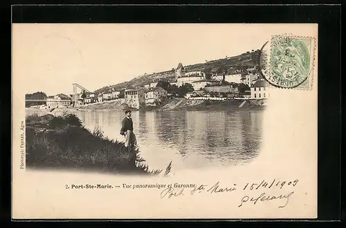 AK Port-Ste-Marie, Vue panoramique et Garonne