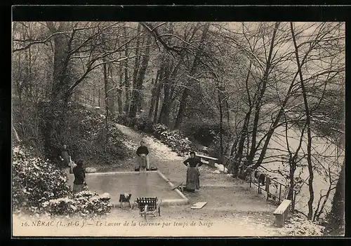 AK Nérac, Le Lavoir de la Garenne par temps de Neige
