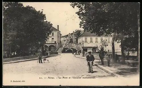 AK Nérac, Le Pont et l`Escalier monumental