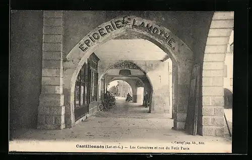 AK Castillonnès, Les Cornières et rue du Petit Paris