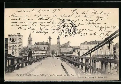 AK Castelmoron-sur-Lot, Le Pont