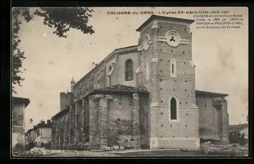 AK Cologne-du-Gers, L`WEglise XVe siècle, Cote sud-est