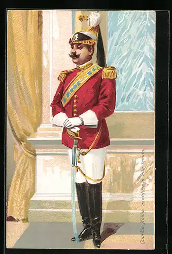 AK Guardia Nobile pontificia in alta tenuta, Soldat der Schweizer Garde in Uniform mit Säbel