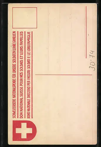 Künstler-AK Soldat mit seinem Kind auf dem Arm