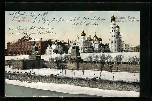 AK Moskau, Blick zum Kremel im Winter