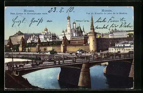 AK Moscou, Vue du Kremlin du pont de la Moskwa