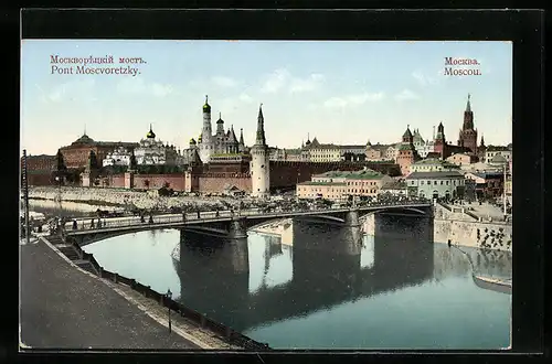 AK Moscou, Pont Moscovoretzky, Vue du Kremlin