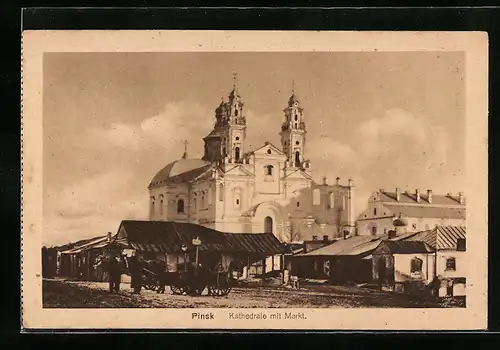 AK Pinsk, Kathedrale mit Markt