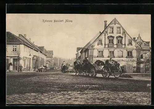 AK Mitau, Strassenpartie mit einem Pferdewagen