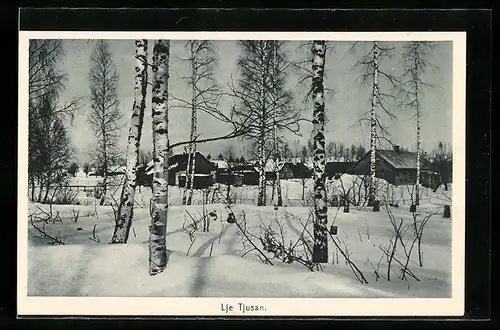 AK Lje Tjusan, Dorf im Winter