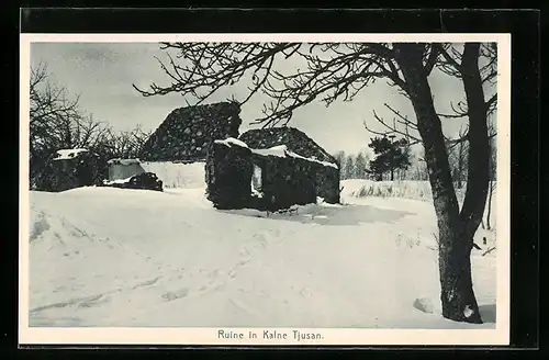 AK Kalne Tjusan, Ruine im Winter