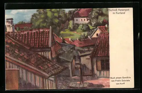 Künstler-AK Hasenpot /Kurland, Schloss Hasenpot