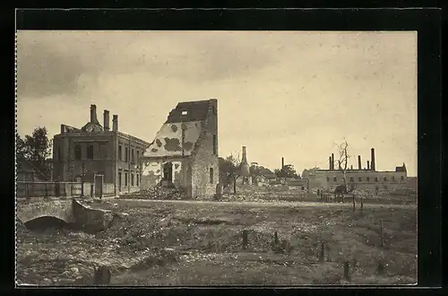 AK Mitau, Lilienfelderstrasse mit zerstörten Gebäuden