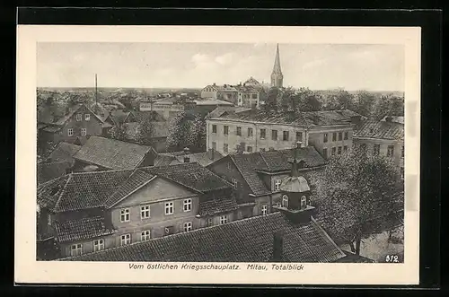 AK Mitau, Ortsansicht über die Dächer der Stadt