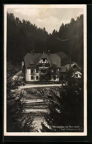 AK Bonndorf /Bad. Schwarzwald, Gasthaus und Sägewerk Steinsäge