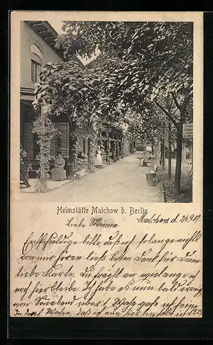 AK Malchow b. Berlin, Heimstätte und Strassenpartie