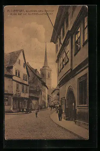 AK Erfurt, Allerheiligen-Strasse, Blick auf die Allerheiligenkirche