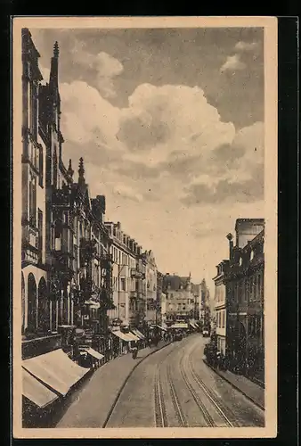 AK Erfurt, Bahnhofstrasse mit Geschäften