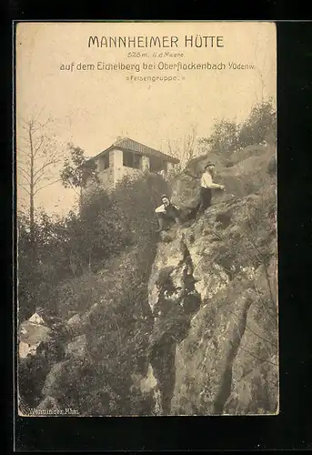 AK Oberflockenbach i. Odenw., Mannheimer Hütte auf dem Eichelberg