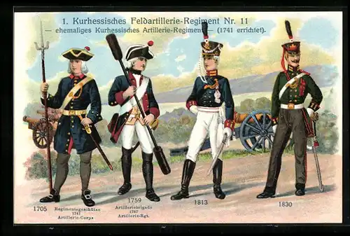 AK Weimarer Republik, 1. Kurhessisches Feldartillerie-Regiment Nr. 11, Regimentsgeschütze 1741 Artillerie-Corps, 1830