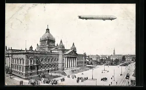 AK Liepzig, Zeppelin über der Stadt