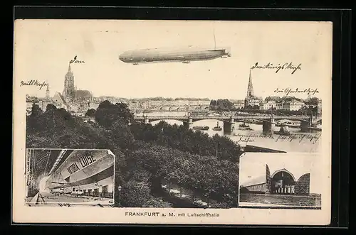 AK Frankfurt a. M., Zeppelin, Luftschiffhalle, Gesamtansicht
