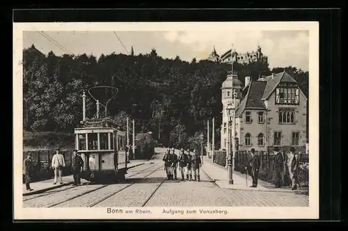 AK Bonn, Aufgang zum Venusberg, Strassenbahn