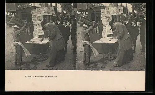 Stereo-AK Paris, Marchand de Journaux, Zeitungshändler