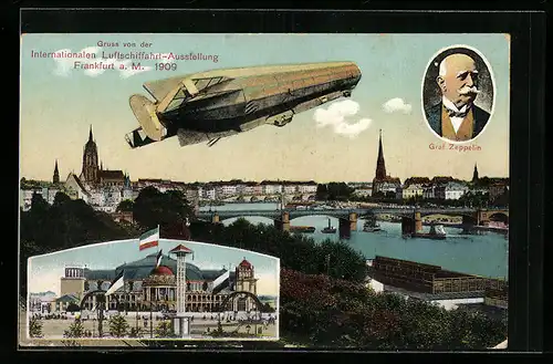 AK Frankfurt a. M., Internationale Luftschiffahrt-Zeppelin 1909, Zeppelin