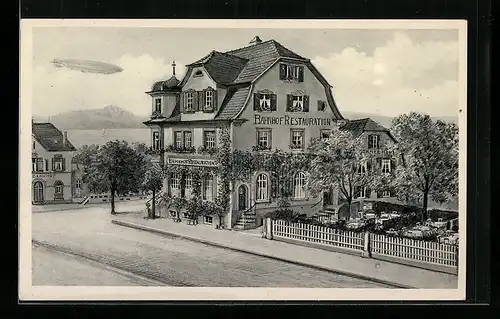 AK Kressbronn am Bodensee, Gasthaus Peterhof, Zeppelin