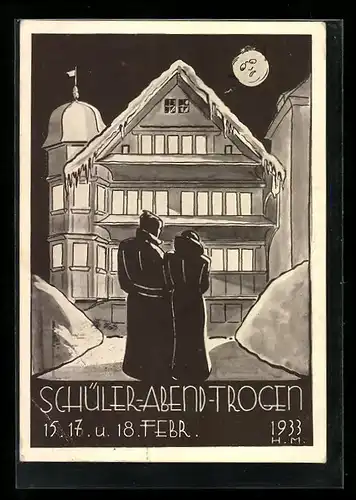 Künstler-AK Trogen, Schüler-Abend 1933, studentische Szene