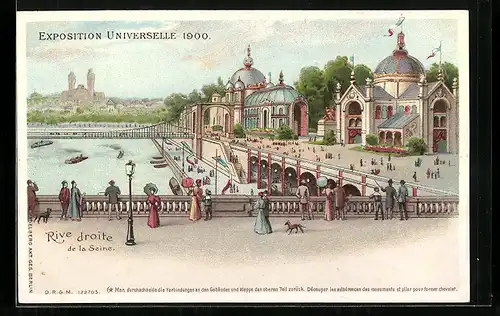 Kulissen-AK Paris, Exposition universelle de 1900, Rive droite de la Seine
