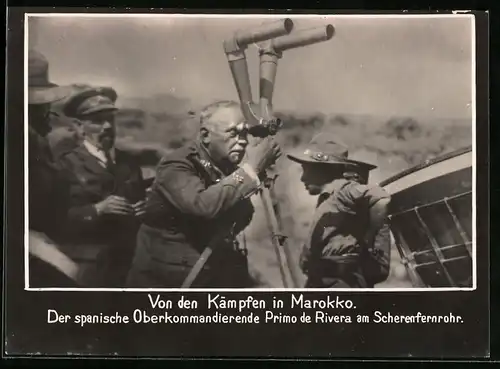Fotografie Rifkrieg - Spanisch-Marokkanischer Krieg 1921-1926, Spanischer Oberkommandierender Primo de Rivera in Marokko