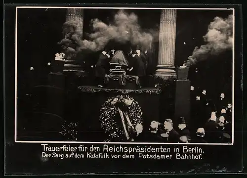 Fotografie unbekannter Fotograf, Ansicht Berlin, Potsdamer Bahnhof, Trauerfei für Reichspräsident Friedrich Ebert