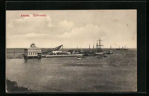 AK Anapa, Uferpartie mit Schiffen, Hafen