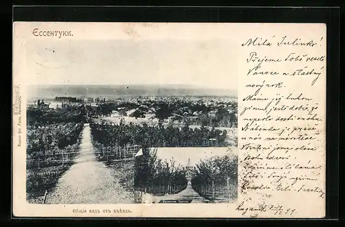 AK Jessentuki, Ortsansicht aus der Vogelschau