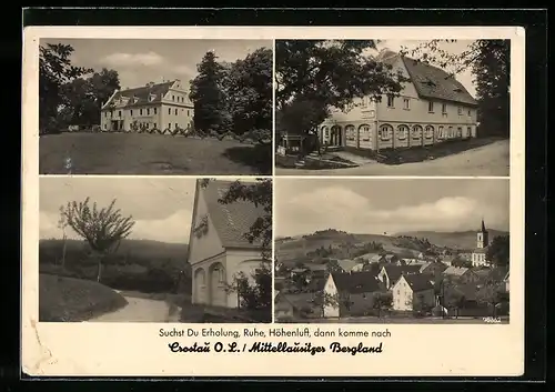 AK Crostau O.L., Gesamtansicht, Einkehrhaus